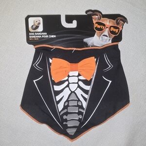 Party Dog Dog Bandana with Skeleton Tuxedo Design Sz. Medium - Large NWT